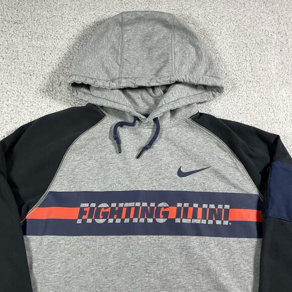Fighting Illini Hoodie Mens L Nike Sweatshirt Illinois Swoosh NCAA Team Issued - Picture 5 of 16